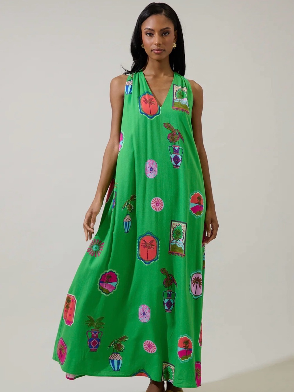 Sugarlips Trinie Postcard Rubi Halter Neck Maxi Dress
